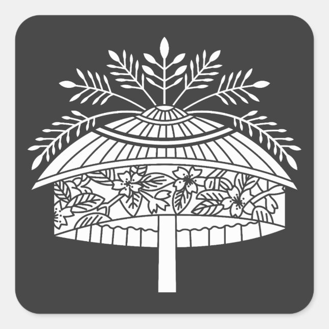 Flower hat square sticker (Front)