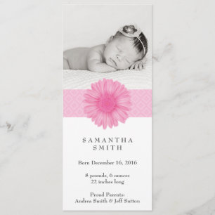 Flower Headband ı Birth announcement 4" x 9.25"