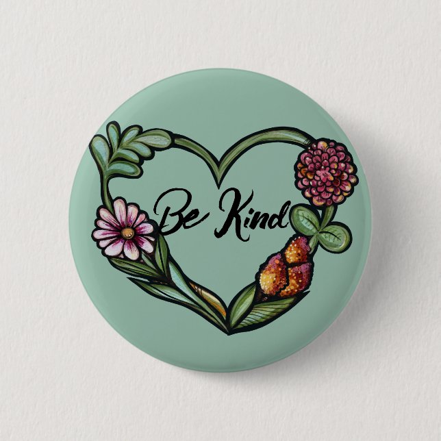 Flower Heart 2 Inch Round Button (Front)