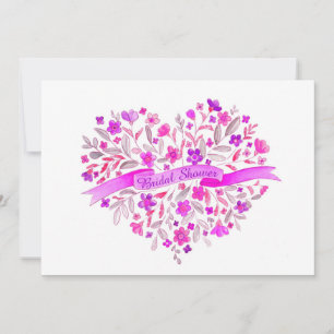 Flower heart bouquet flower bridal shower invites