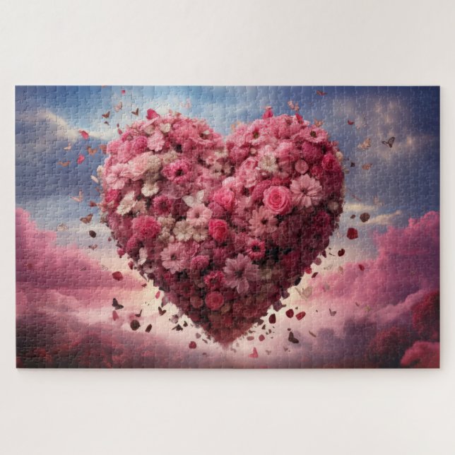 Flower Heart & Butterfly Jigsaw Puzzle (Horizontal)