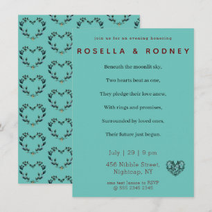 Flower Heart Engagement Invitation