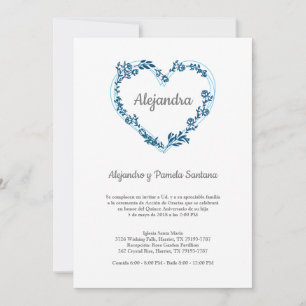 Flower Heart in Blue Tones for Quinceañera