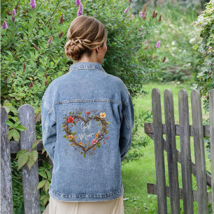 Flower Heart Personalized Girl Mom Jean Jacket