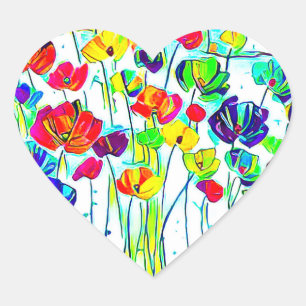 Flower Heart Stickers, Glossy Sticker