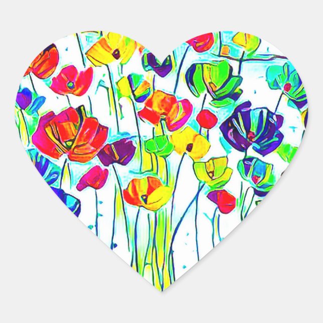 Flower Heart Stickers, Glossy Sticker (Front)