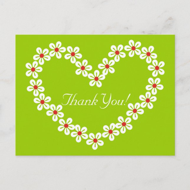 Flower Heart Thank You Postcards (Front)