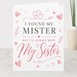 flower heart Wedding Sister Honour Card