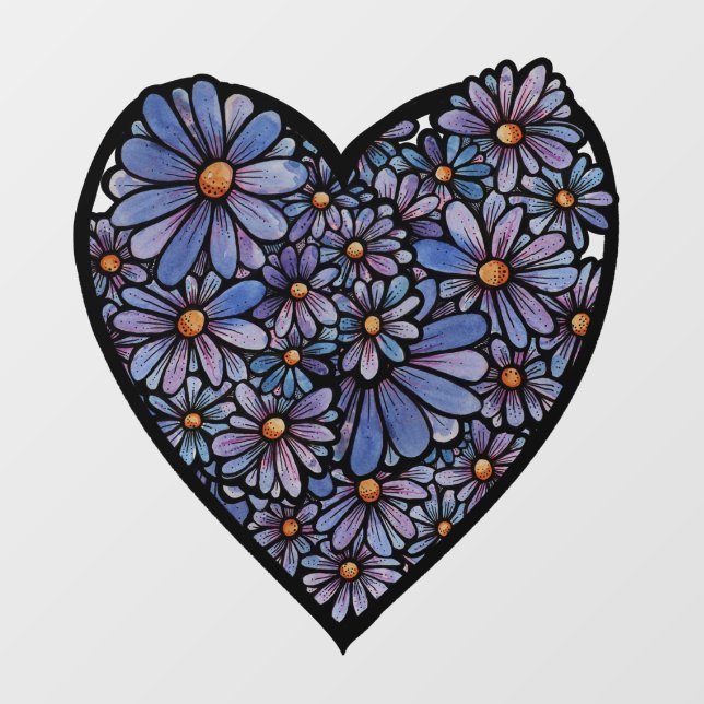 Flower heart window cling (Sheet)