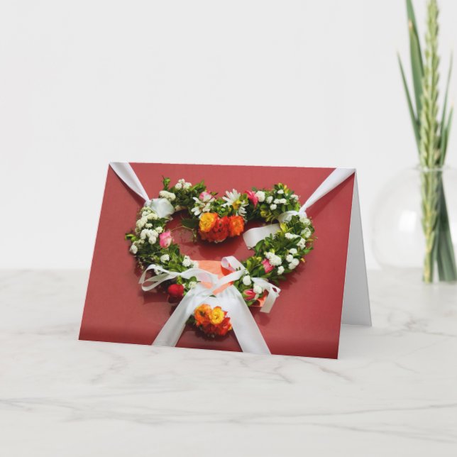 Flower Heart Wreath Card (Front)