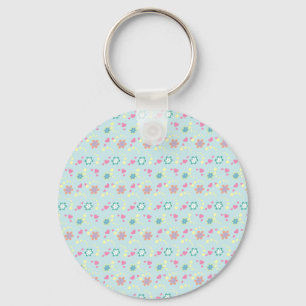 Flower Hearts + your name Keychain