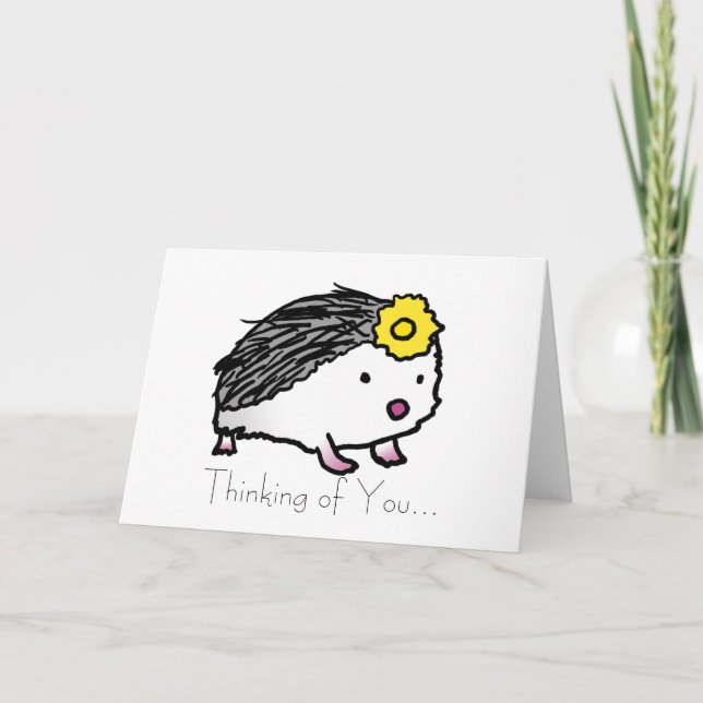 flower hedgehog, Thinking of You... Card (Front)