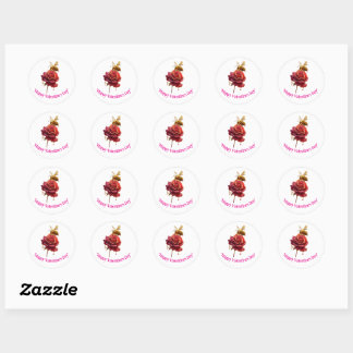Flower & honey Happy Valentine's day customizable  Classic Round Sticker