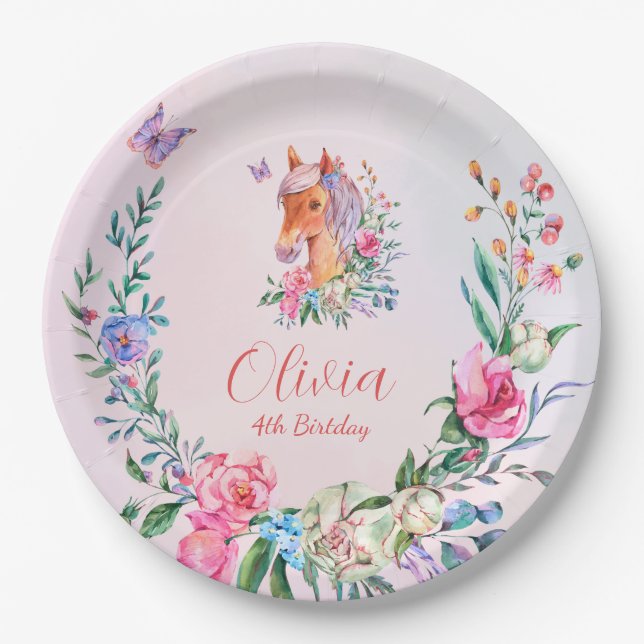 FLOWER HORSE B1  PAPER PLATE (Front)