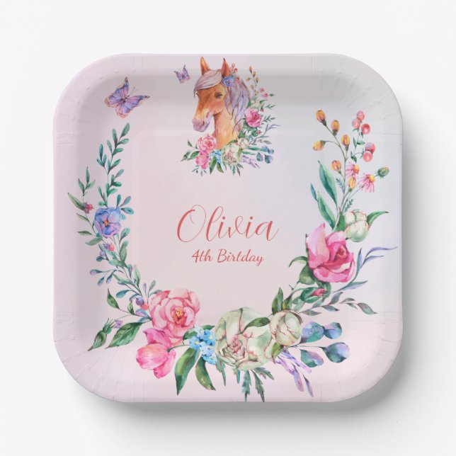 FLOWER HORSE B1  PAPER PLATE (Front)