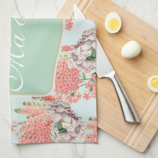 Flower, hortensias pink gardenias details kitchen towel