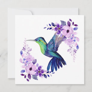 Flower Hummingbird Blank Card
