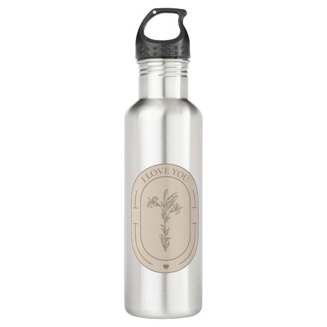 Flower I love You - Valentine 710 Ml Water Bottle (Front)
