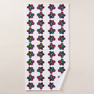 Flower illustration bath towel