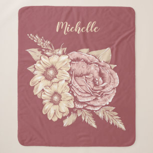 Flower Illustration custom name blankets
