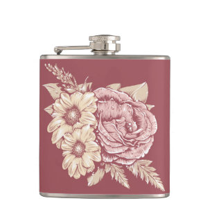 Flower Illustration custom name flask