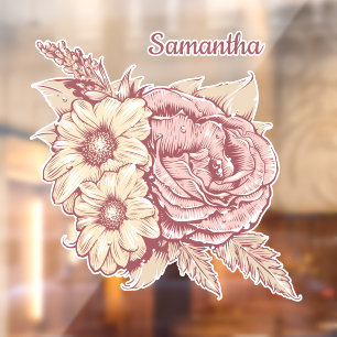 Flower Illustration custom name Window Cling