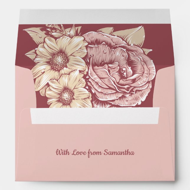 Flower Illustration custom text Envelope (Back (Bottom))