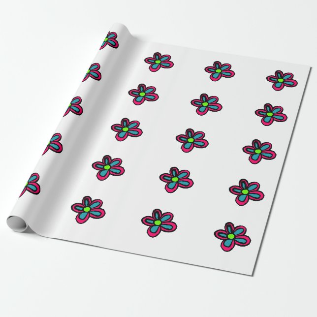 Flower illustration wrapping paper (Unrolled)