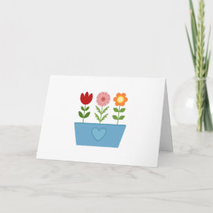 Flower Illustrations in a Blue Window Box Canvas P Card