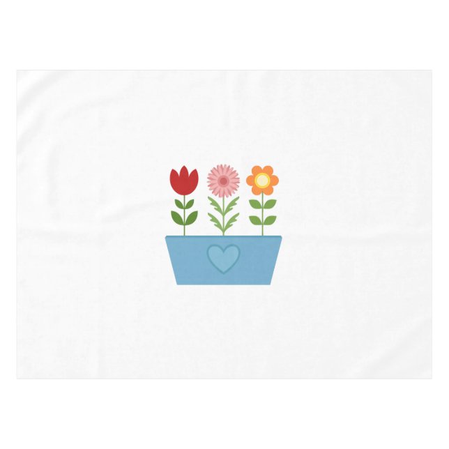 Flower Illustrations in a Blue Window Box Canvas P Tablecloth (Front (Horizontal))