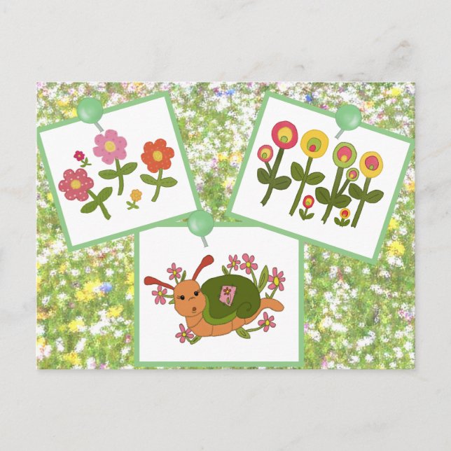 Flower image with snail postcard (Front)