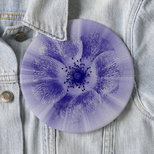 Flower in blue 6 inch round button (In Situ)