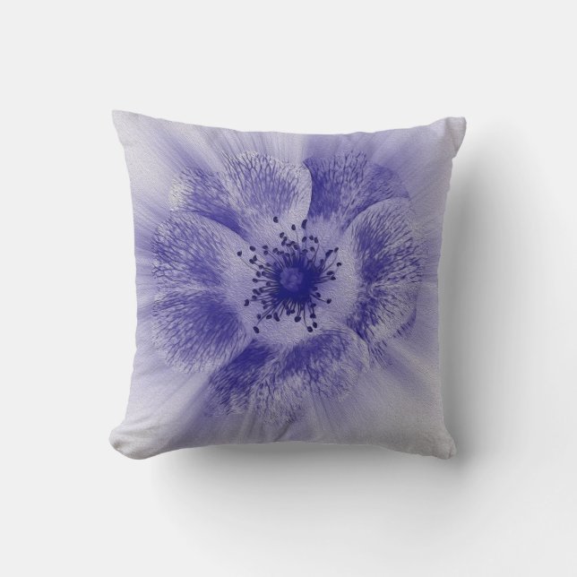 Flower in blue throw pillow (Front)