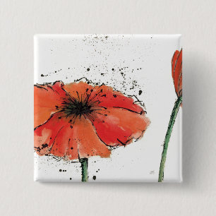 Flower in Full Bloom 2 Inch Square Button
