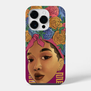 Flower in hair afro american girl iPhone 14 pro case