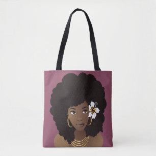 Flower in her Hair, Natural Beauty Purple Tote Bag