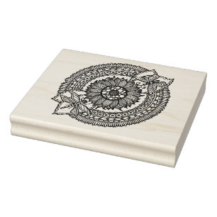 Flower In Mandala Rubber Stamp