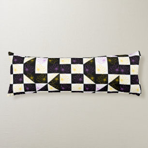 flower in Monochrome Aesthetic Chequered pattern Body Pillow