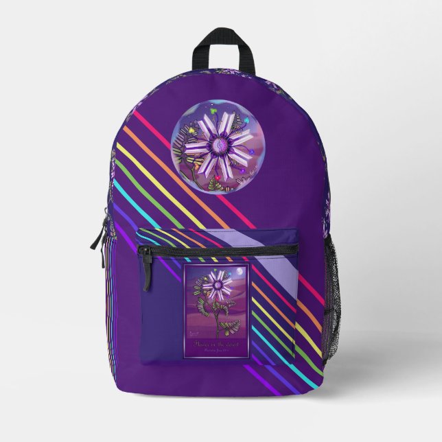 Flower in the desert  printed backpack (Front)