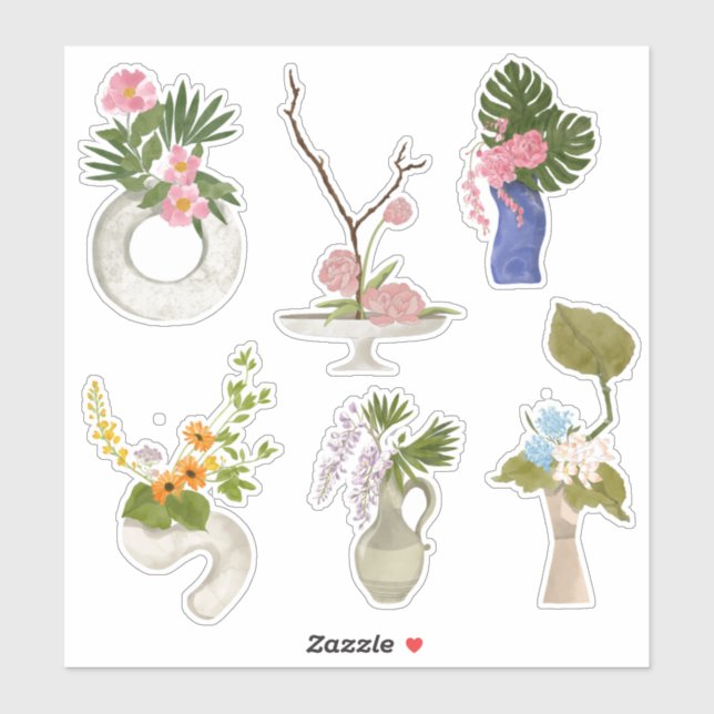 Flower in Vase Custom-Cut Vinyl Sticker (Sheet)