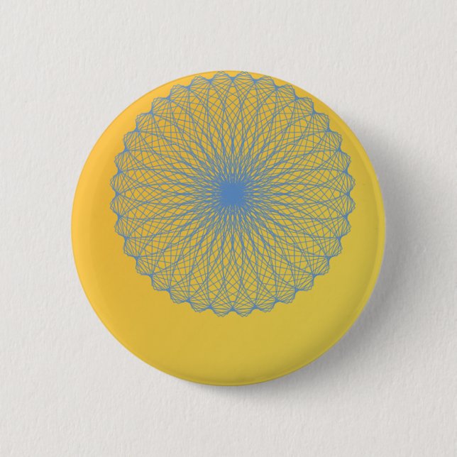 flower in yellow 482  abstract art 2 inch round button (Front)