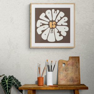 Flower is Flower Retro Vintage Brown BG Poster