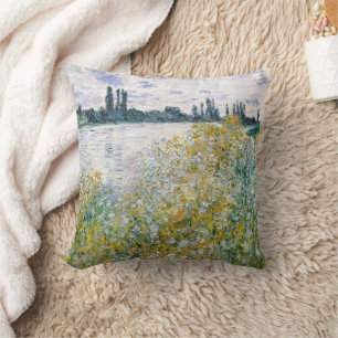 Flower Island near Vétheuil, Monet  Throw Pillow