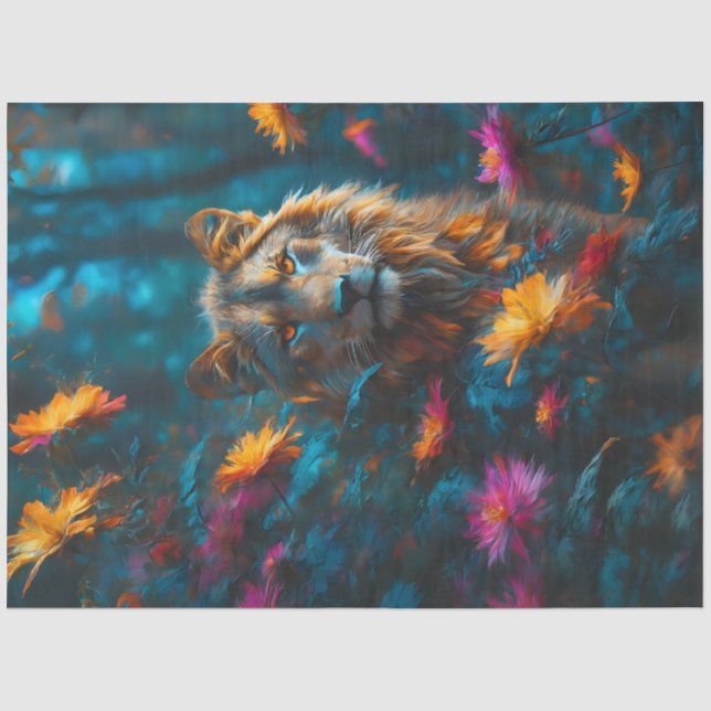 Flower Jungle Lion Tissue Paper (Front)