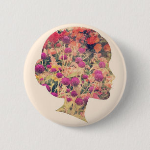 Flower Lady 2 Inch Round Button