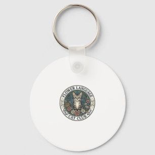 Flower Language Cat Cat Graphic Tee Art - Flower L Keychain