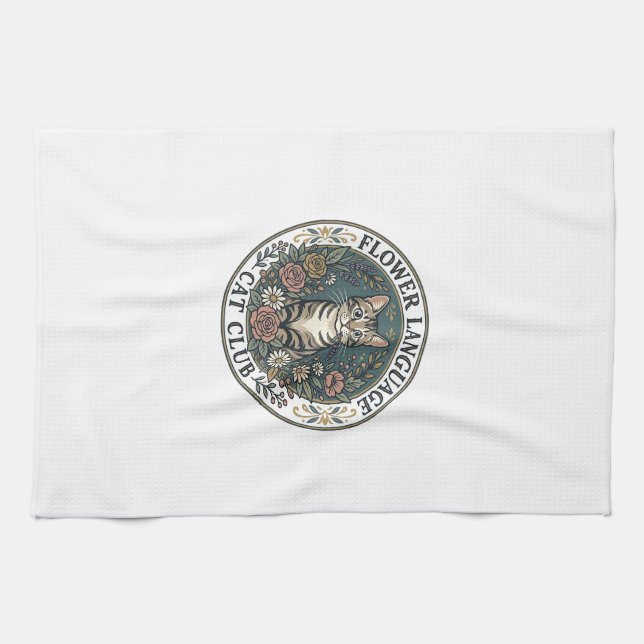 Flower Language Cat Cat Graphic Tee Art - Flower L Kitchen Towel (Horizontal)