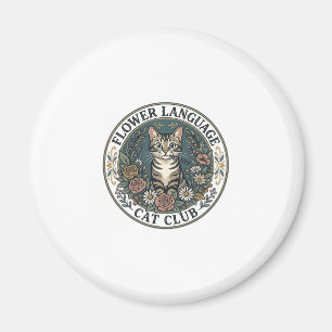 Flower Language Cat Cat Graphic Tee Art - Flower L Magnet