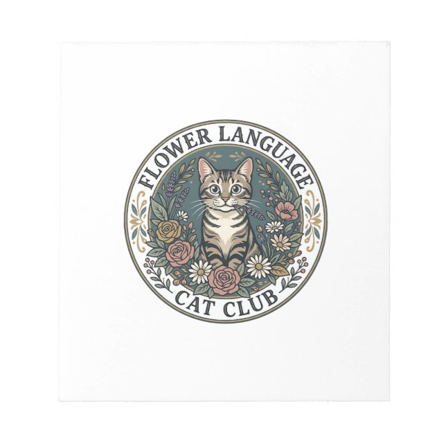Flower Language Cat Cat Graphic Tee Art - Flower L Notepad (Front)