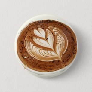 Flower latte coffee art 2 inch round button